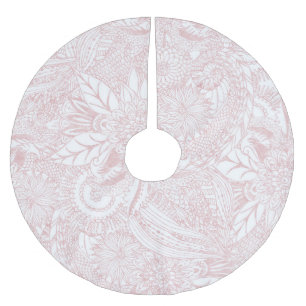 Elegantes Imitat Rose Gold Blumenmandala Design Polyester Weihnachtsbaumdecke