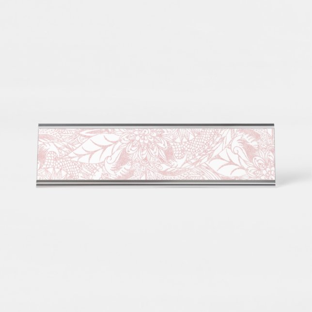 Elegantes Imitat Rose Gold Blumenmandala Design Schreibtischnamensplakette (Vorderseite )