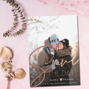 Elegantes Imitat Rose Gold Wedding Foto Save The Date