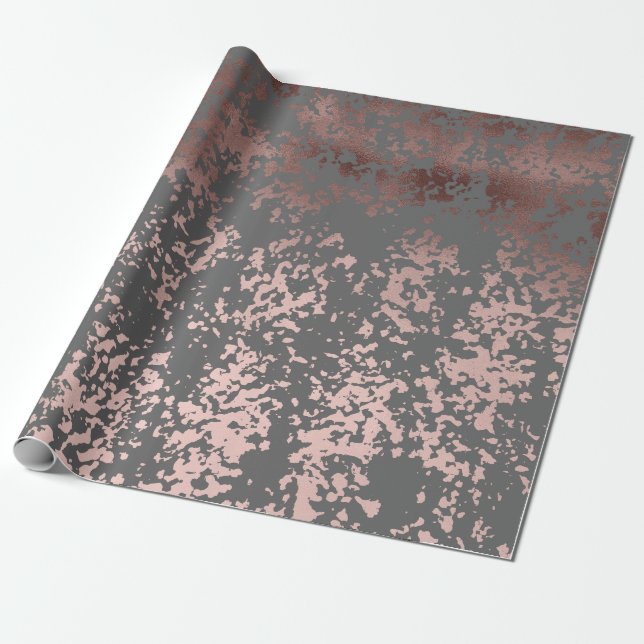 elegantes Imitat-Rosengold und graue Brushstrokes Geschenkpapier (Ungerollt)