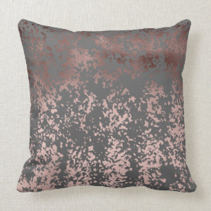 elegantes Imitat-Rosengold und graue Brushstrokes Kissen