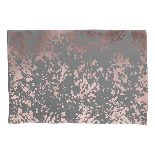 elegantes Imitat-Rosengold und graue Brushstrokes Kissenbezug (Vorderseite)