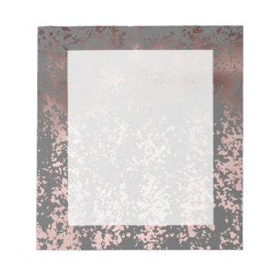 elegantes Imitat-Rosengold und graue Brushstrokes Notizblock