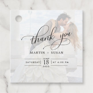 Elegantes Imitat Vellum Effect Overlay-Foto Hochze Geschenkanhänger