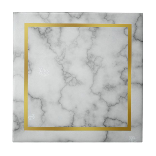 Elegantes Imitat Weißer Marmor und Imitat Gold Fliese (Vorderseite)