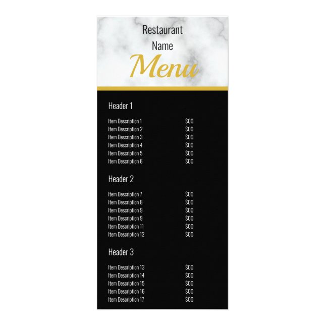 Elegantes Imitat Weißes Marmorrestaurant Werbekarte (Vorne)