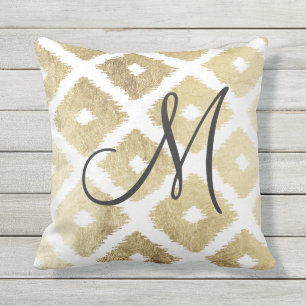 Elegantes Imitatgoldmodernes ikat Muster mit Kissen Für Draußen