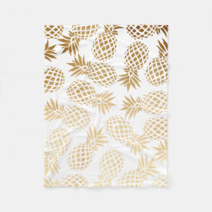 elegantes Imitatgoldtropisches Ananasmuster Fleecedecke
