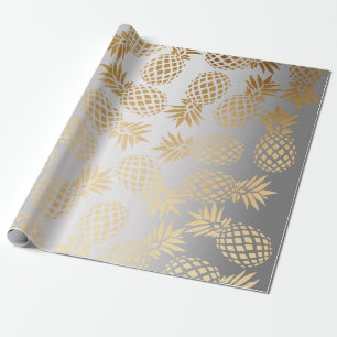 elegantes Imitatgoldtropisches Ananasmuster Geschenkpapier