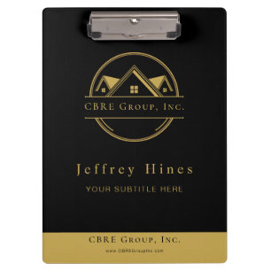 Elegantes Immobilien-Black- und Gold-Logo Klemmbrett