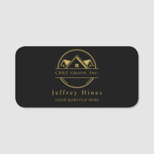 Elegantes Immobilien-Black- und Gold-Logo  Namensschild