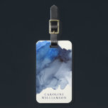 Elegantes Indigo Abstraktes Wasser Personalisiert Gepäckanhänger<br><div class="desc">Elegantes Indigo Abstrakt Watercolor Personalisiert Gepäckanhänger</div>