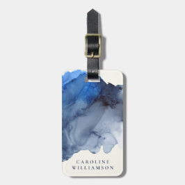 Elegantes Indigo Abstraktes Wasser Personalisiert Gepäckanhänger