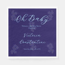 Elegantes Indigo Blau Oh Baby Script Florales Serv