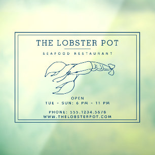 Elegantes Indigo Blue Lobster / Seafood Restaurant Fensteraufkleber