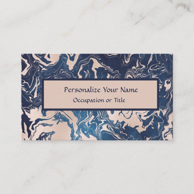 Elegantes Indigo Blue Pink Cream Marmormuster Visitenkarte (Vorderseite)