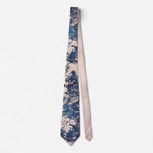 Elegantes Indigo Rosa Creme Marmormuster Stylisch Krawatte