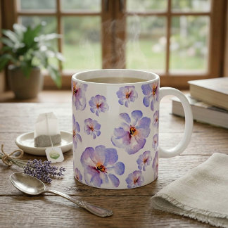 Elegantes Indigo-Wasserfarben-Blumenmuster Kaffeetasse
