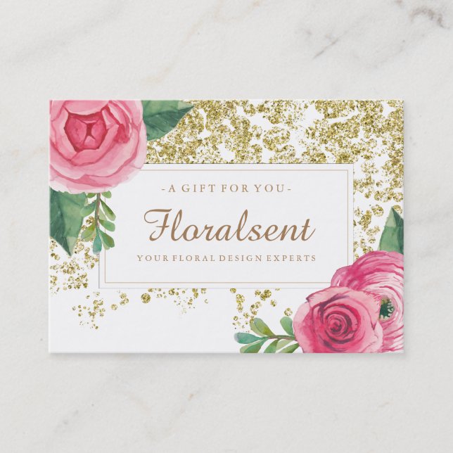 Elegantes, individualisierbares Blumengeschenkzert Rabattkarte (Vorderseite)