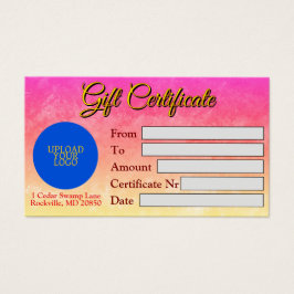 Elegantes individualisierbares Geschenkzertifikat