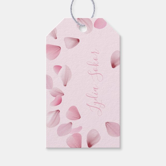 Elegantes, individualisierbares Pink-Petal-Geschen Geschenkanhänger (Vorderseite)