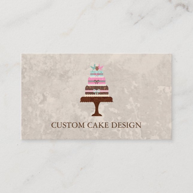 Elegantes, individuelles Cake Design Dekorieren vo Visitenkarte (Vorderseite)