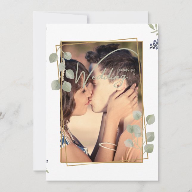 Elegantes individuelles Foto Hochzeit Zeremonie We Einladung (Vorderseite)