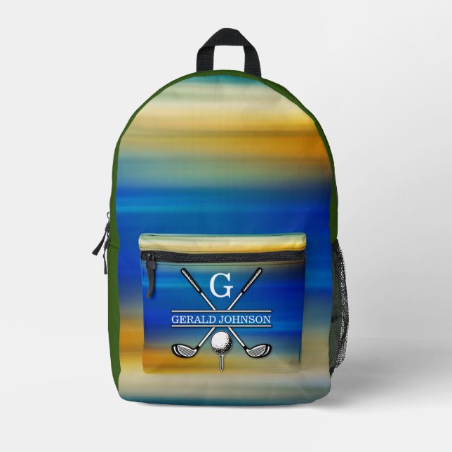 Elegantes, individuelles Golf Monogram Design Bedruckter Rucksack (Vorderseite)