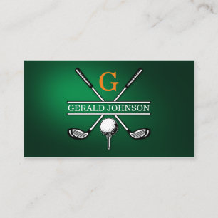 Elegantes, individuelles Golf Monogram Design Visitenkarte
