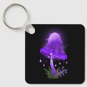 Elegantes Inky Cap glühendes Lila Pilzmetall Schlüsselanhänger