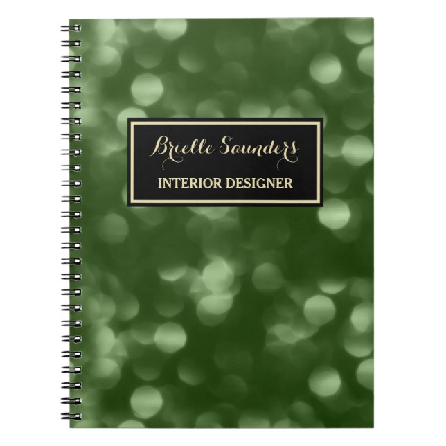 Elegantes Interieur Design Glamour Green Luxe Boke Notizblock (Vorderseite)