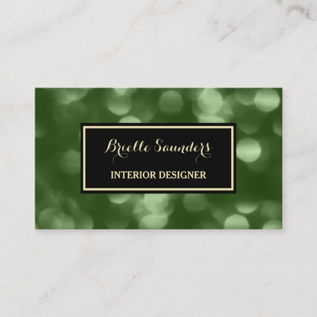 Elegantes Interieur Design Glamour Green Luxe Boke Visitenkarte (Vorderseite)