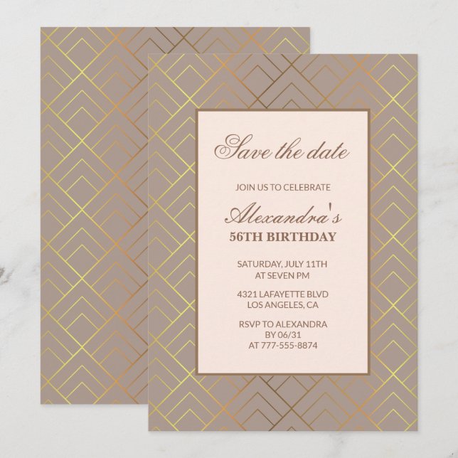 Élégantes invitations à 56e anniversaire Enregistr (Devant / Derrière)