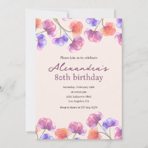 Elégantes invitations à 80e anniversaire Boho Flor