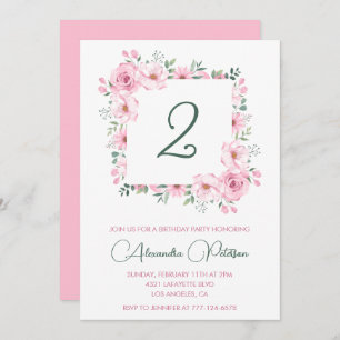 Elégantes invitations de 2ème anniversaire Floral 