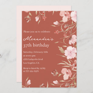 Elégantes invitations de 37e anniversaire Floral C