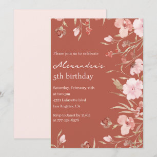 Elégantes invitations de 5e anniversaire Floral Ch