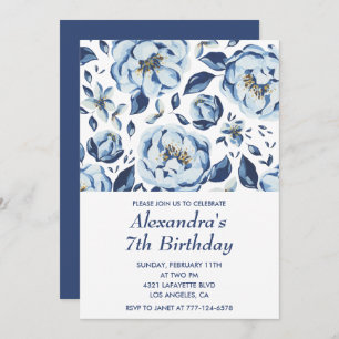 Elégantes invitations de 7e anniversaire Floral Vi