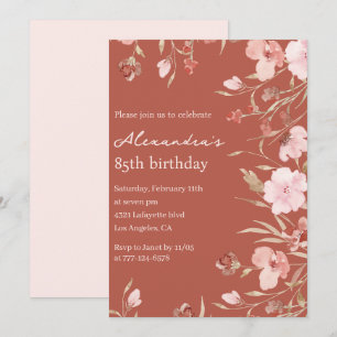 Elégantes invitations de 85e anniversaire Floral C