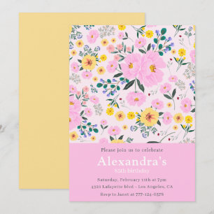 Elégantes invitations de 85e anniversaire Floral C