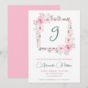 Elégantes invitations de 9e anniversaire Floral Pi