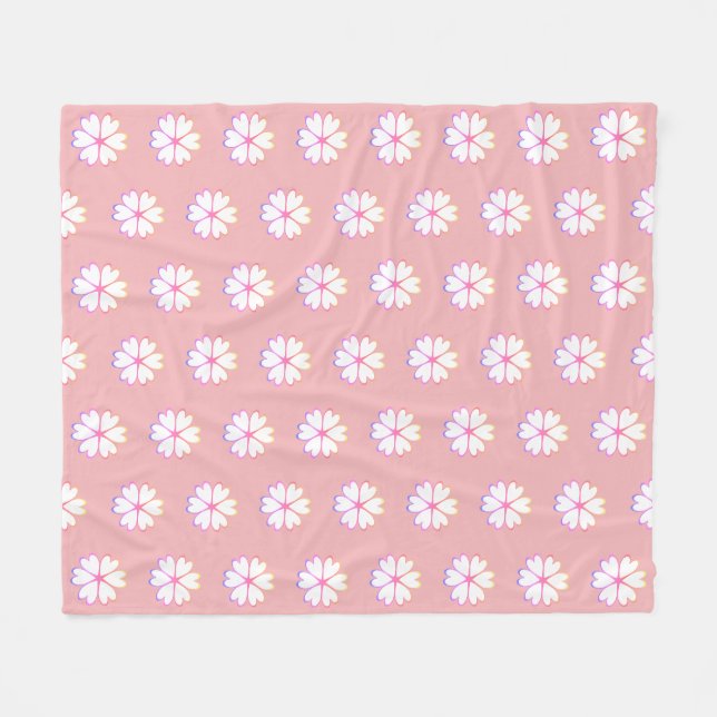 Elegantes Ipanema Muster der Blume des weißen Herz Fleecedecke (Vorderseite (Horizontal))
