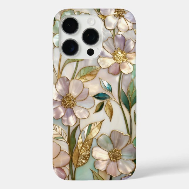 Elegantes iPhone Case mit Buntglas Soft Pastell Fl (Rückseite)