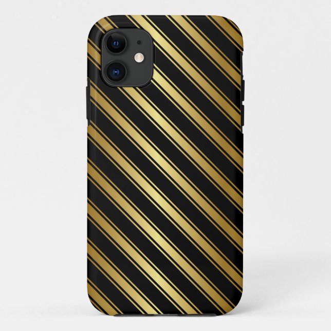 Elegantes iPhone mit Gold und Black Stripe Case-Mate iPhone Hülle (Rückseite)