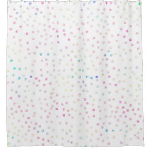 Elegantes Iridescent Confetti Dots Weißes Design Duschvorhang