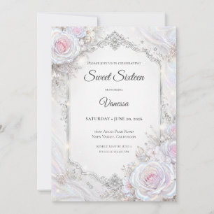 Elegantes irisierendes Blumen Sweet 16 Einladung