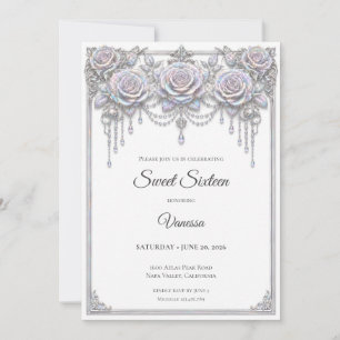 Elegantes irisierendes Blumen Sweet 16 Einladung