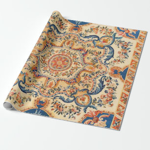Elegantes italienisches Barock Blue Orange Decoupa Geschenkpapier
