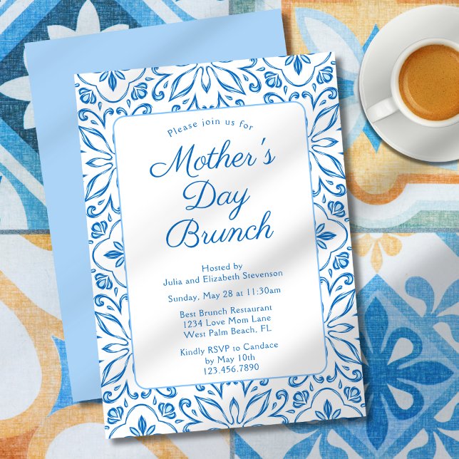 Elegantes italienisches "Blue Tiles Mother's Day B Einladung (Von Creator hochgeladen)