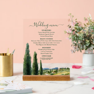 Elegantes italienisches Landschaftshochzeitsmenü Acrylschild